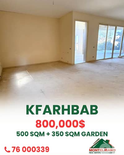 500 sqm Apartment For Sale in Kfarhbab كفرحباب with 350 sqm Garden