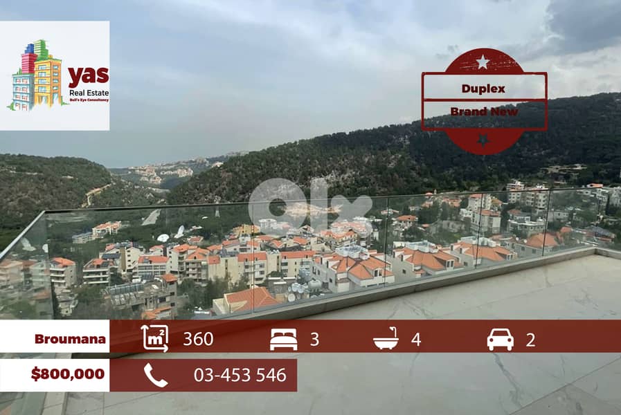 Broumana 360m2 | Duplex | Brand New | Classy Area | Mountain View |TCH 0