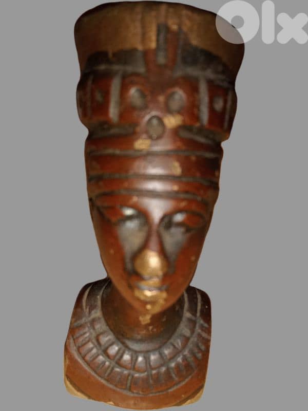 vintage Nefertiti bust /Egyptian papyrus paintaing 0