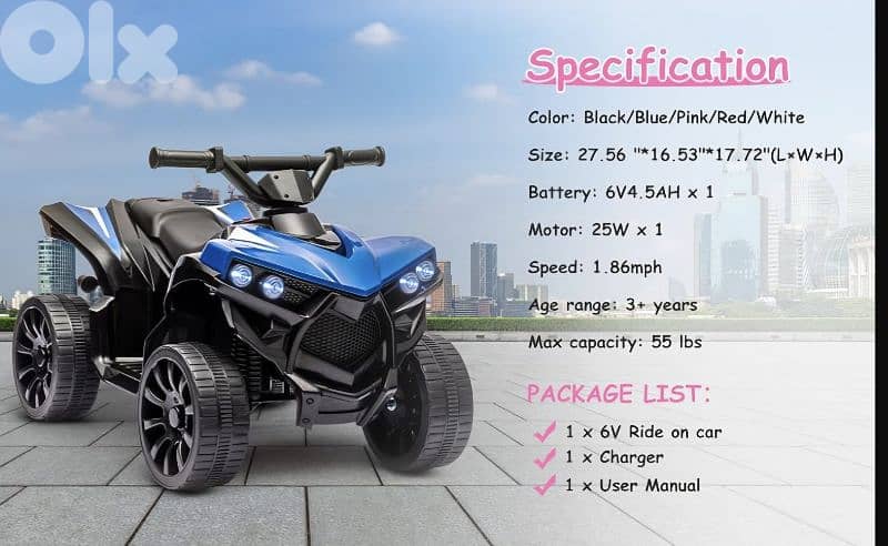 Kids ATV 4 Wheeler,6V Battery Quad Vehicle W/1.8 MPH Speed 9