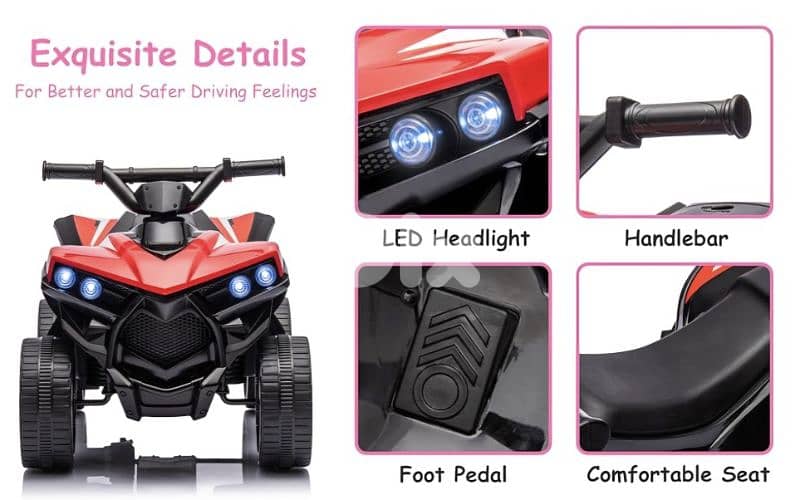 Kids ATV 4 Wheeler,6V Battery Quad Vehicle W/1.8 MPH Speed 10