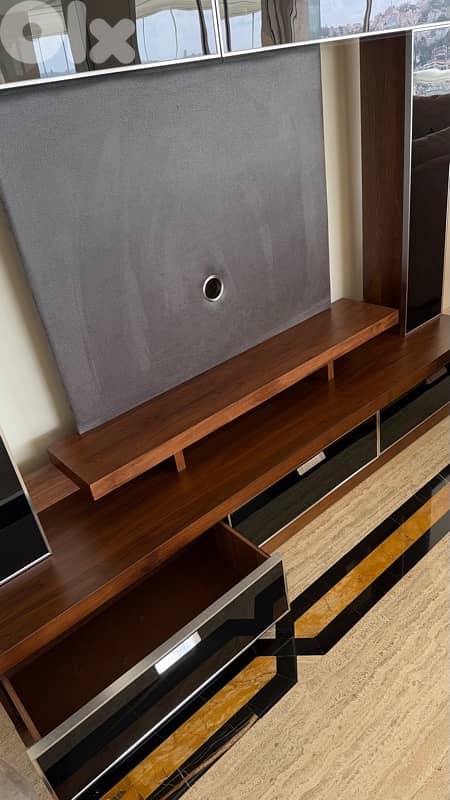 wood brown and black TV unit 3