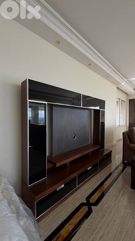 wood brown and black TV unit 1