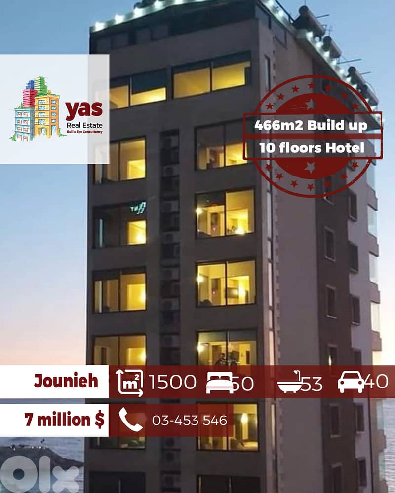 Jounieh 1500m2 | Hotel | 10 Floors | Active Street | EH 0