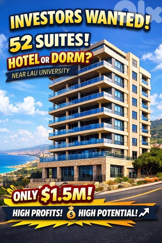 GREAT INVESTMENT OPPORTUNITY in Jbeil near LAU UNI HOTEL OR DORMITORY 0
