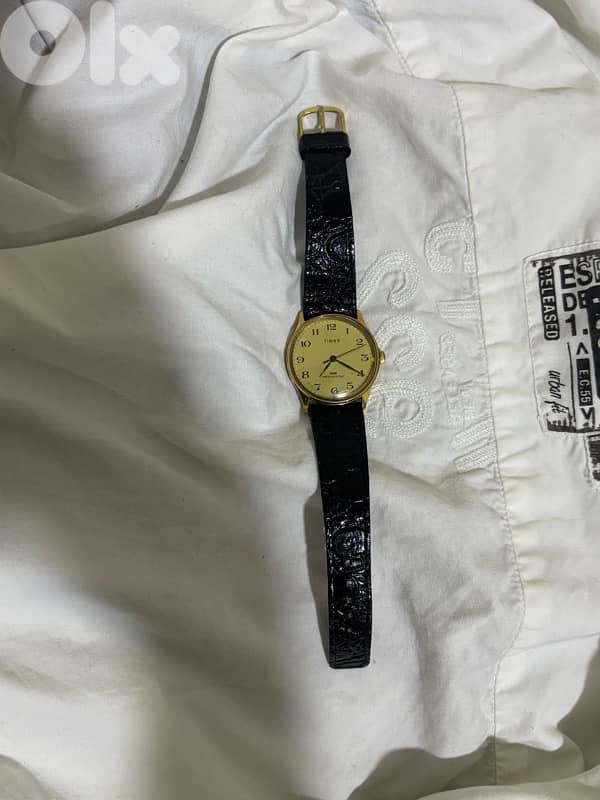 Vintage 1983 Timex Marlin Mechanical•Rare Linen Dial•Gold Tone•Working 3