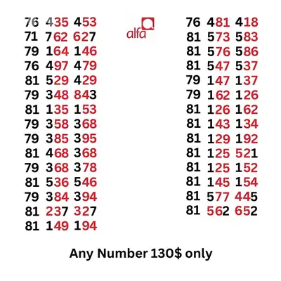 Alfa special sim card numbers