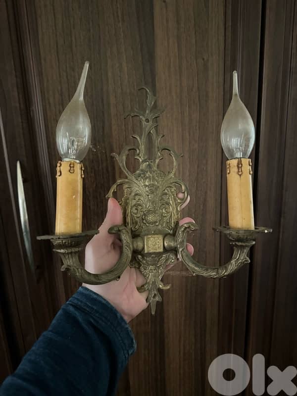 vintage French brass wall sconce أبليك 1