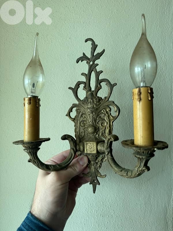 vintage French brass wall sconce أبليك 2