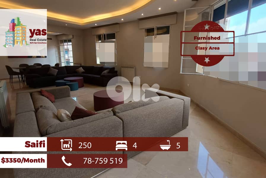 Saifi 250m2 | Furnished | Classy Area | Main Street | Rent | AA/WA 0