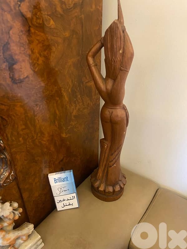 Old 35 cm old wooden carved statue far eat 0