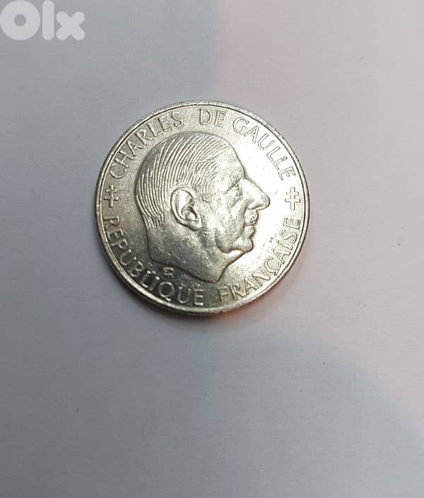 One French Franc coin Memorial president Charles De Gaulle 30 years 0