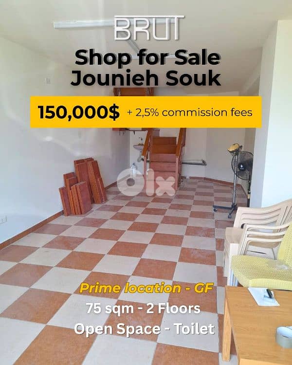 75 sqm Prime location Shop for sale in Jounieh 0