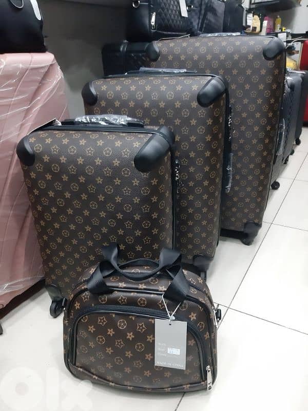 set 4 luggage suitcases leather handmade 0
