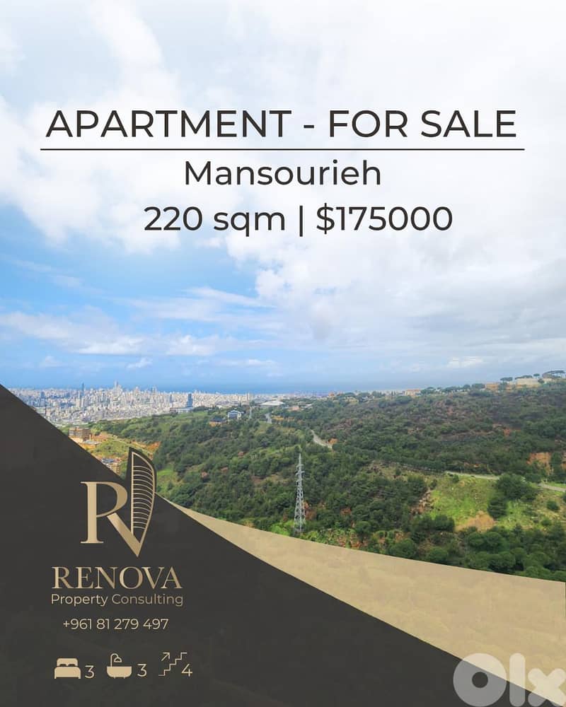 Open View Apartment for sale in Mansourieh 0