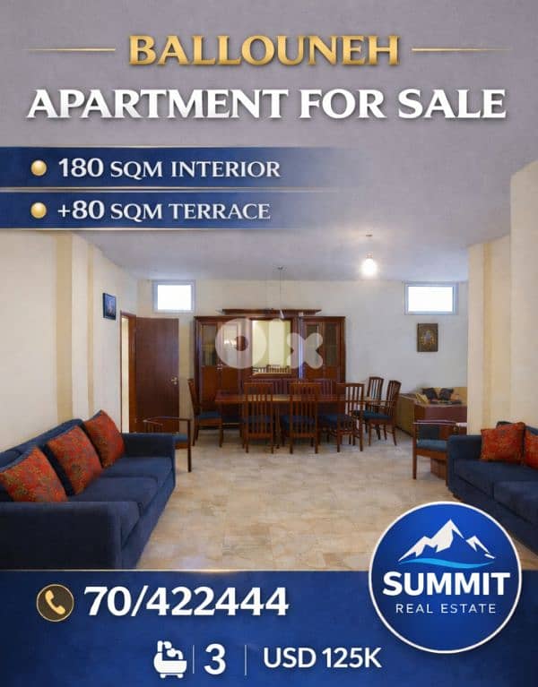 Apartment for Sale – Balouneh  | 206 sqm , 125000$ | 0