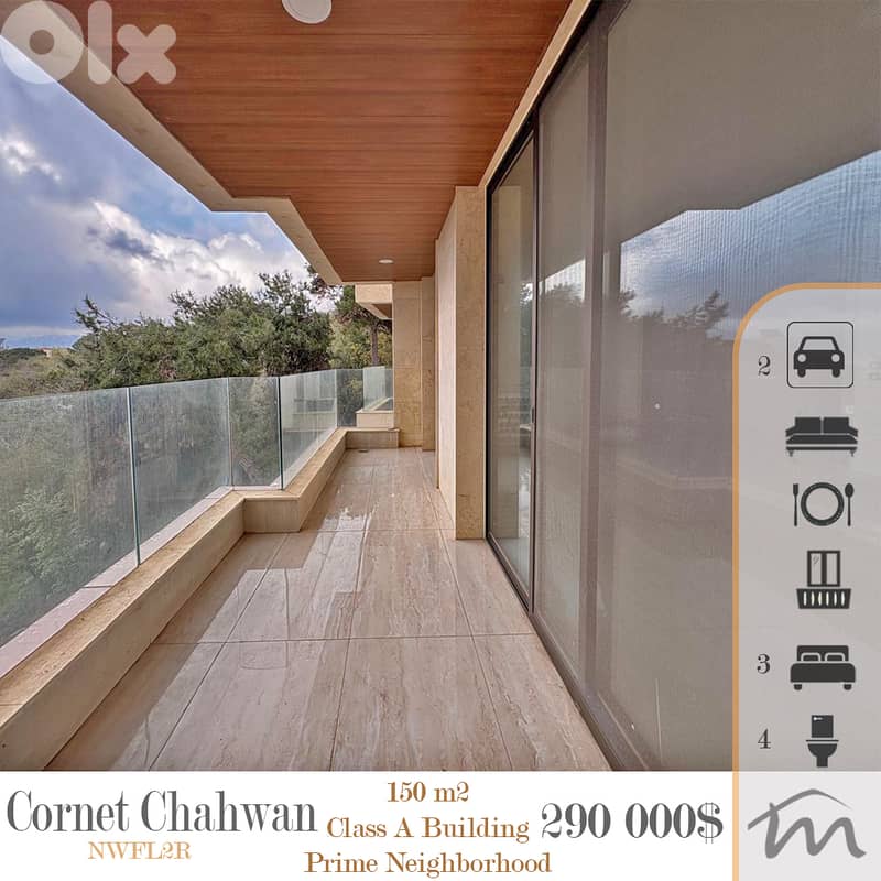 Cornet Chahwan | Brand New 3 Bedrooms Apt | Class A BLDG | Prime Area 0