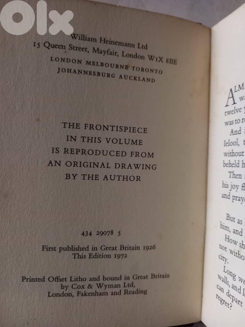 The Prophet Hardback - 1972 print pocket book by Gibran, Kahlil 1