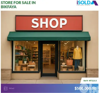Main Road - 310m2 store 4sale in Bikfaya /Antelias-محل للبيع في بكفيا