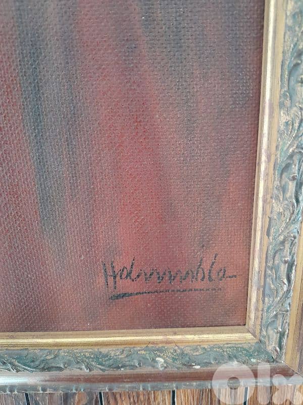 Antique St. Fabiola oil on canvas framed and signed 2