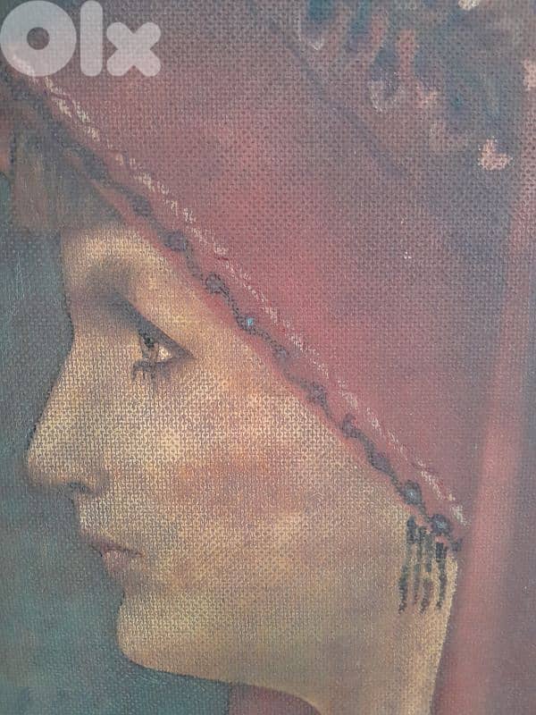 Antique St. Fabiola oil on canvas framed and signed 3