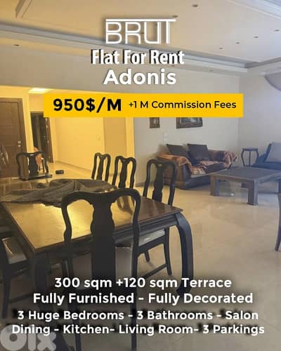 300 sqm +120 sqm terrace furnished apartment for rent in Adonis