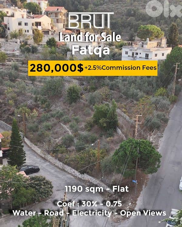 1190 sqm Land for sale in Fatqa Adma Keserwan 0