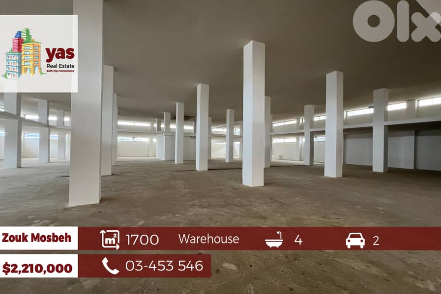 Zouk Mosbeh 1700m2 | Warehouse | Excellent Condition | Accessible | RH 0