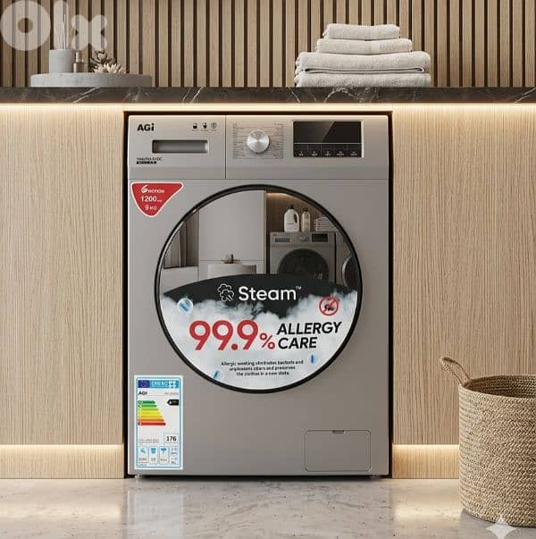 washing machine AGI 9kg silver غسالة 0