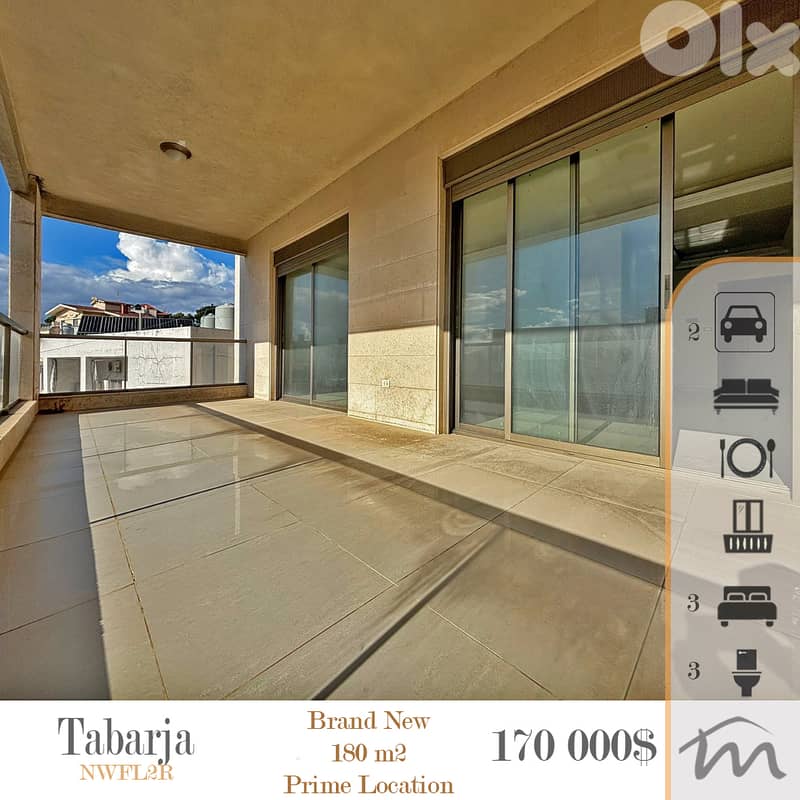 Tabarja | 944$/m² | Brand New 3 Bedrooms Apartment | Prime Location 0