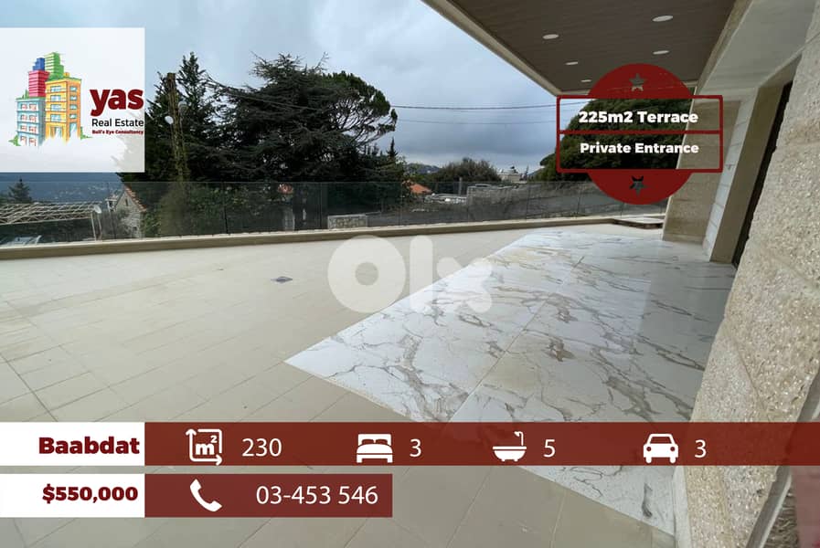 Baabdat 230m2 | 225m2 Garden/Terrace | Private Entrance |  TCH 0