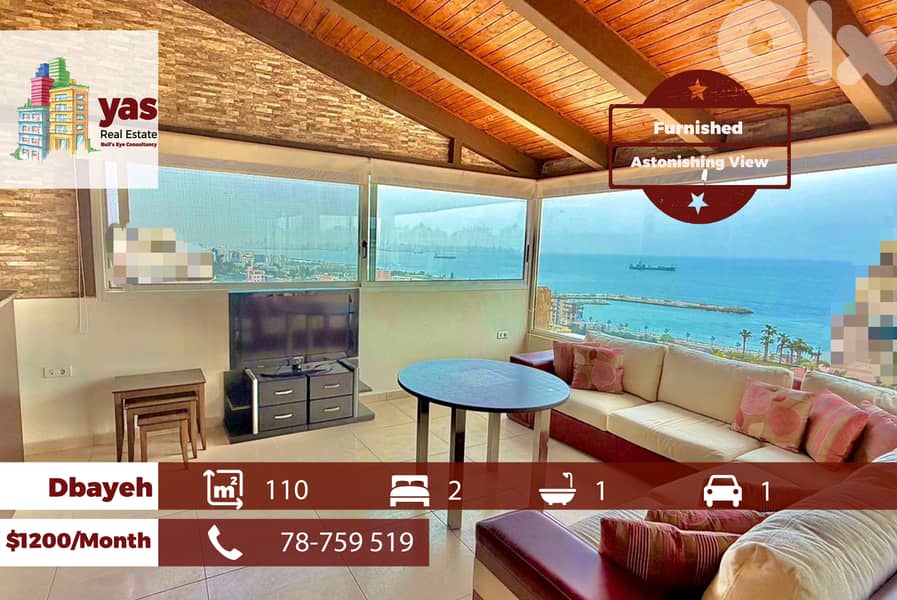 Dbayeh 110m2 | Furnished | Rent | Astonishing Sea View | MJ 0