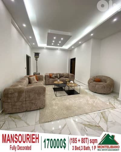 185 sqm Apartment For Sale in Mansourieh منصورية with 80 sqm Terrace
