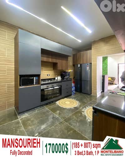 185 sqm Apartment For Sale in Mansourieh منصورية with 80 sqm Terrace