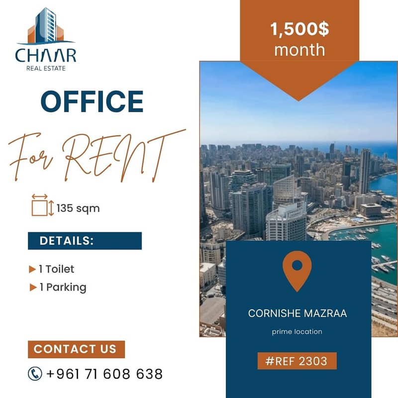 Office for Rent in Cornishe Mazraa - #R2304 0
