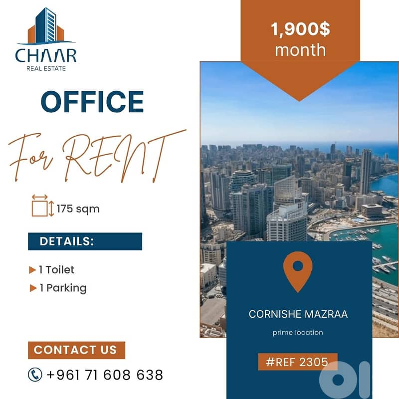 Office for Rent in Cornishe Mazraa - #R2305 0