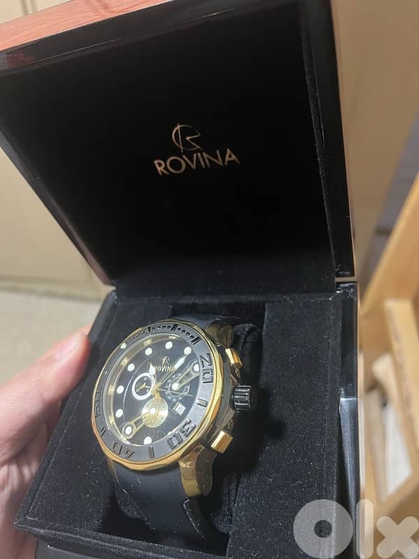 ROVINA full chronograph rubber authentic swiss watch 0