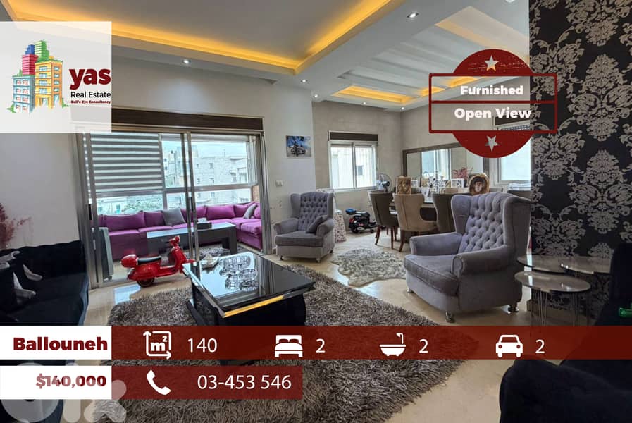 Ballouneh 140m2 | Furnished Flat | Open View | Calm Area | EL 0