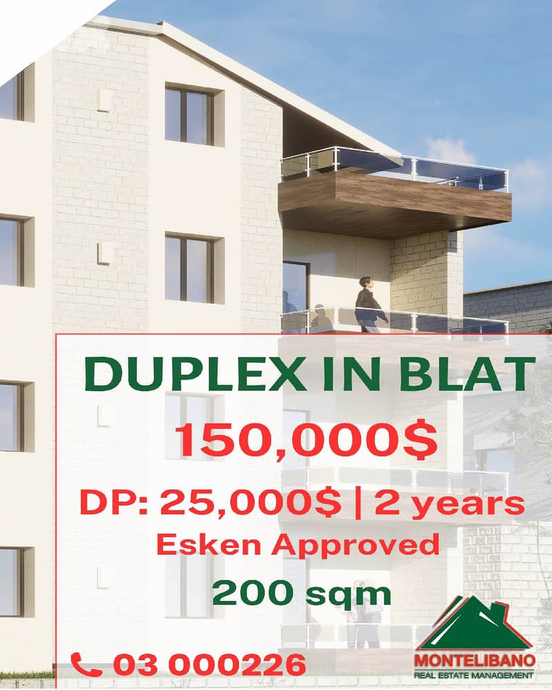 200 sqm Duplex For Sale in Blat بلاط with Installment Plan 0