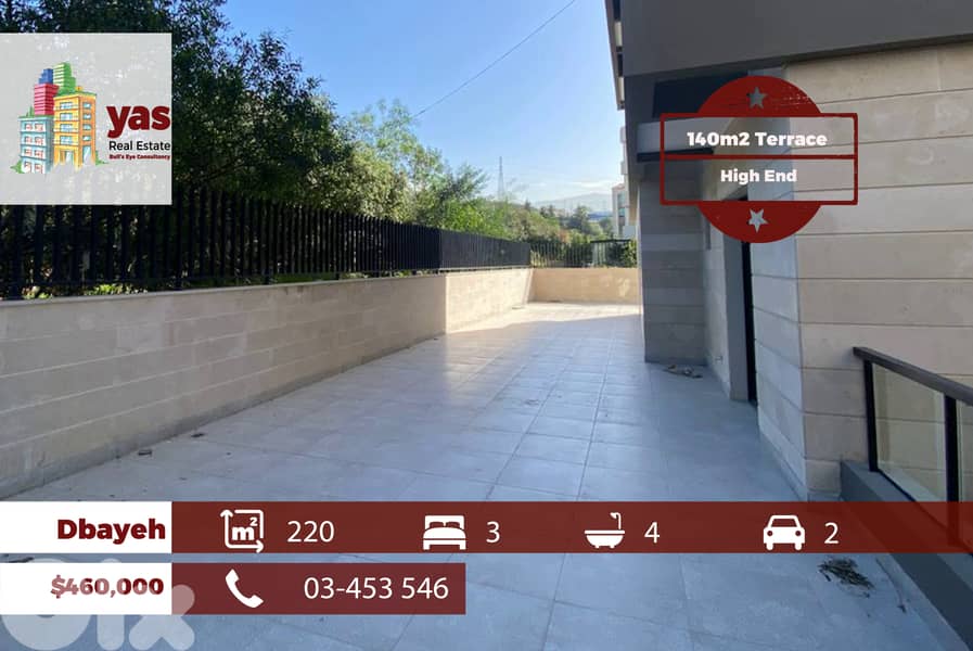 Dbayeh 220m2 | 140m2 Terrace | Partial Sea View | Prime Location | PAN 0