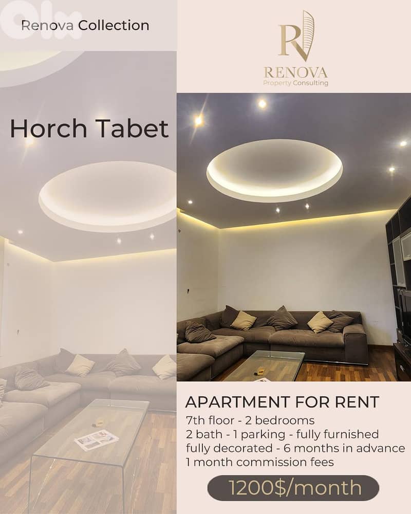 Fully Furnished & Decorated Apartment for rent in Horch Tabet 0