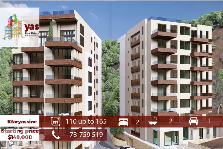 Kfaryassine 110m2 up to 165m2 | Under Construction | Sea View | MCH 0