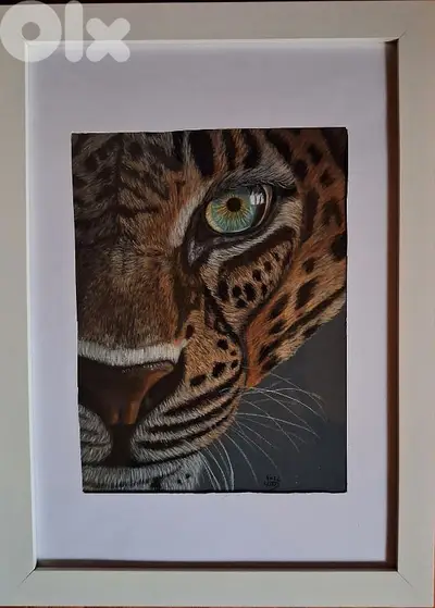 tiger pastel painting لوحة نمر رسم يدوي بالباستال