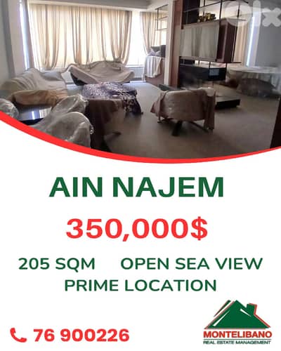 205 sqm Apartment For Sale in Ain Najem عين نجم with Open Sea View