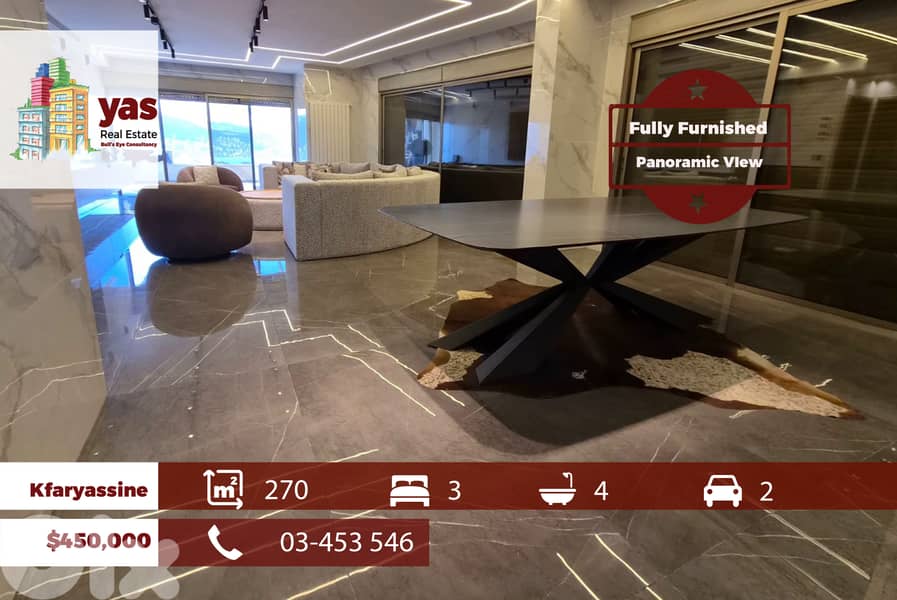 Kfaryassine 270m2 | Furnished | Luxury | Panoramic Sea View | MCH 0