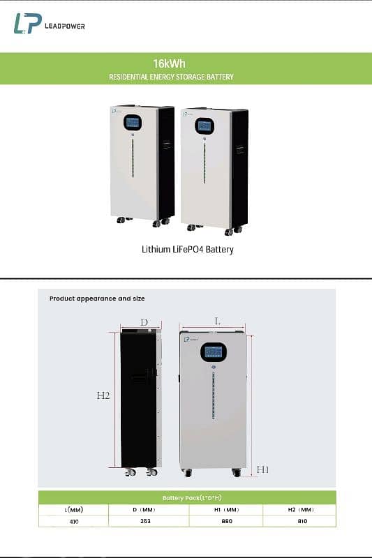 LP 16kWh LiFePO4 Home Battery 10kW Output  8000 Cycles  Touchscreen 2
