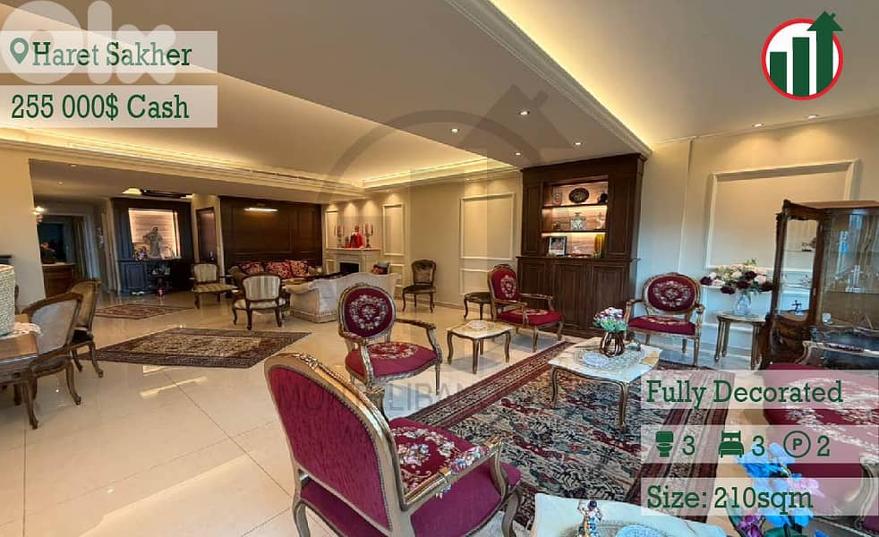 Fully Decorated Apartment for Sale in Haret sakher!!! 0