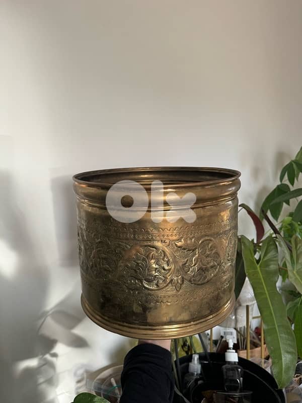 vintage brass planter pot 0