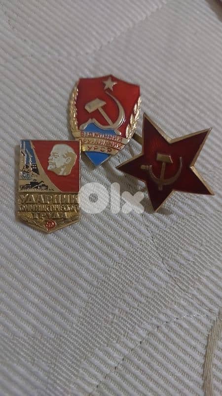 Set of Three USSR Pins The USSR Star,Lenin & WW2 0