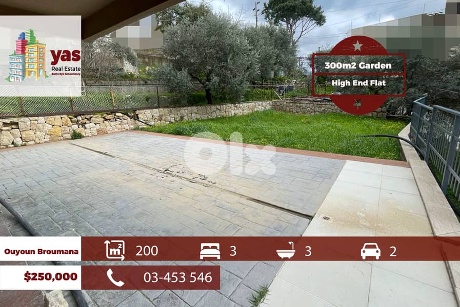 Ouyoun Broumana 200m2 | 300m2 Garden/Terrace | High End | New | TCH 0